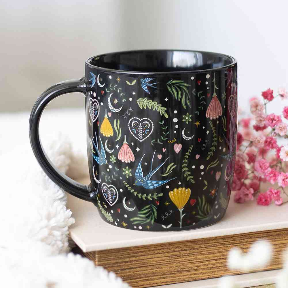 Something Different - Black Midnight Bloom Print Tasse - Mehrfarben